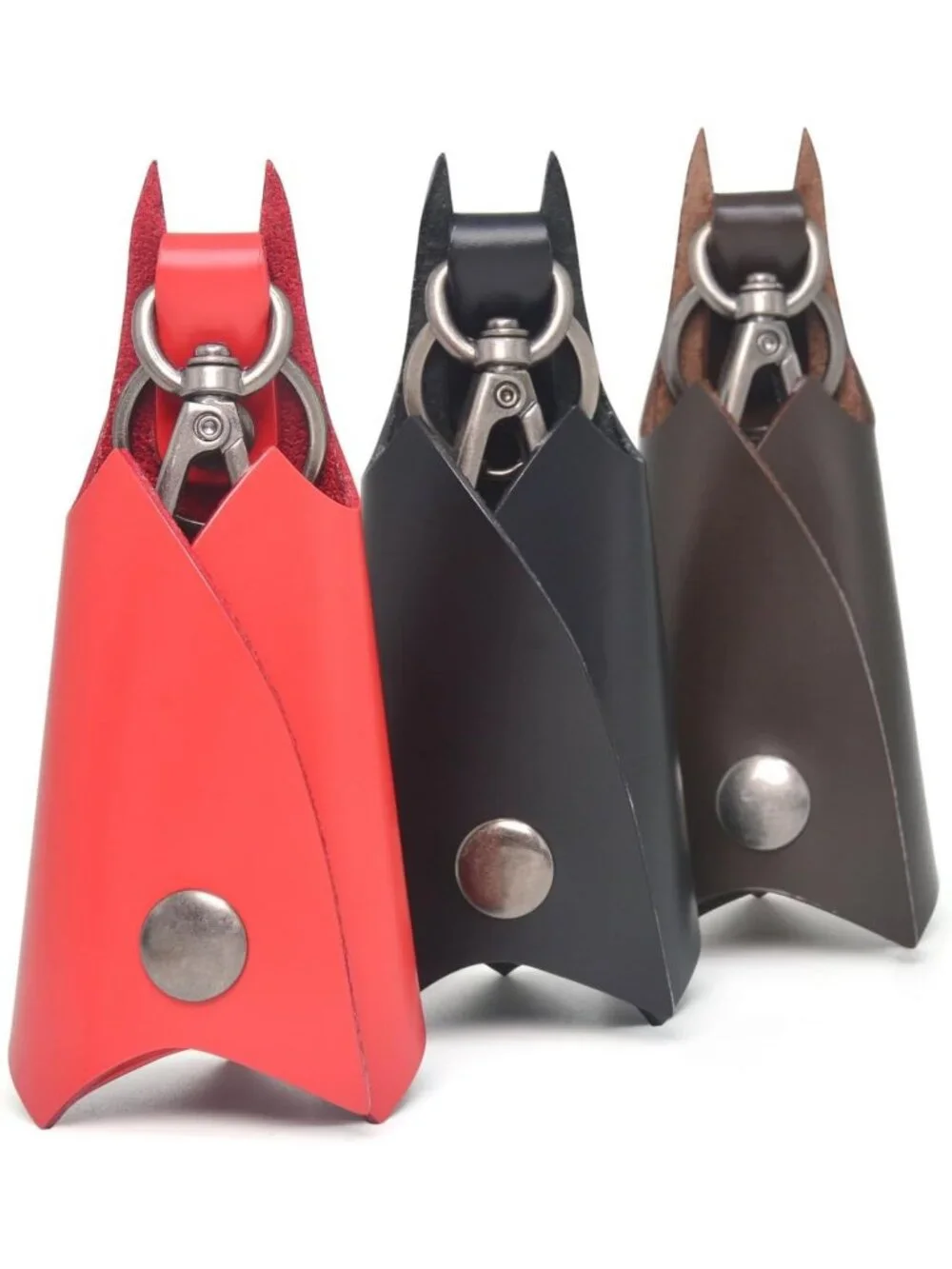 Leather Bat Keychain for Men & Women | Stylish Car Key Fob Holder, Dark Brown